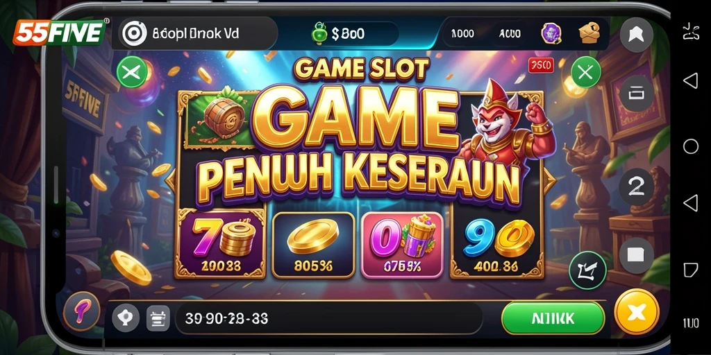 Tampilan menarik dari gameplay Slot 55FIVE yang mendebarkan.