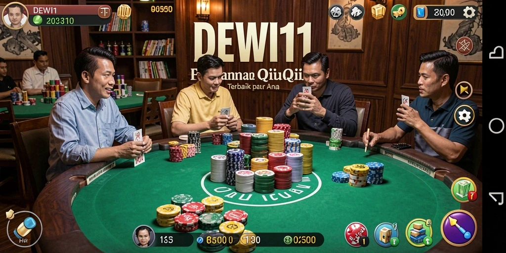 Tangkapan layar utama DEWI11 menampilkan aksi seru permainan QiuQiu.