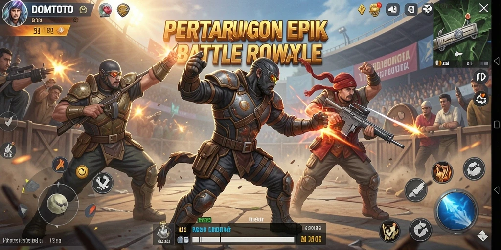 Screenshot gameplay DOMTOTO yang menampilkan aksi seru Battle Royale.