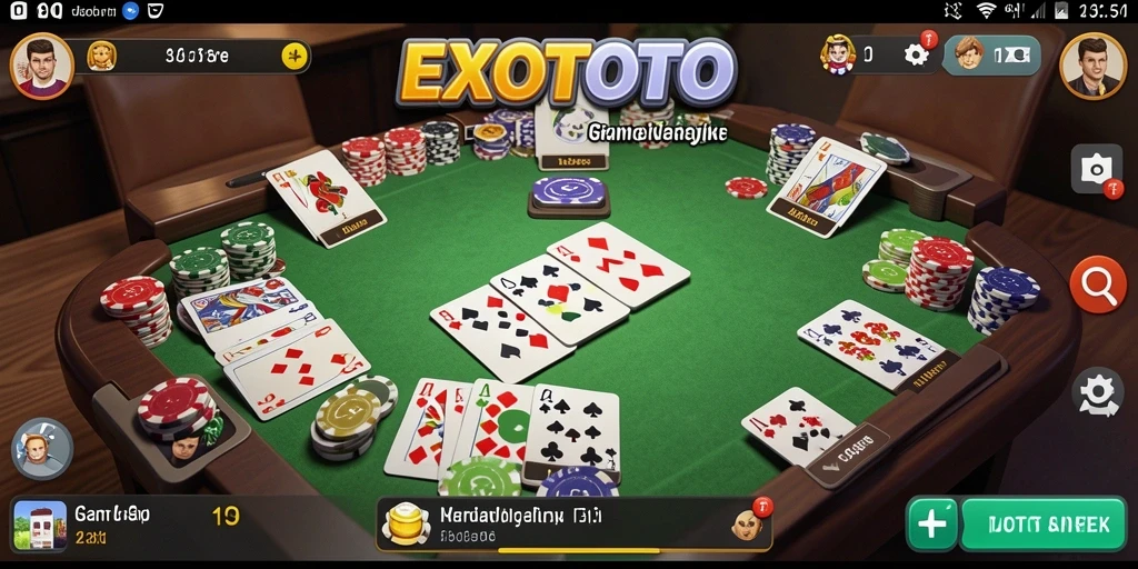 Tampilan gameplay EXOTOTO yang menarik dan menyenangkan saat bermain Gaple.