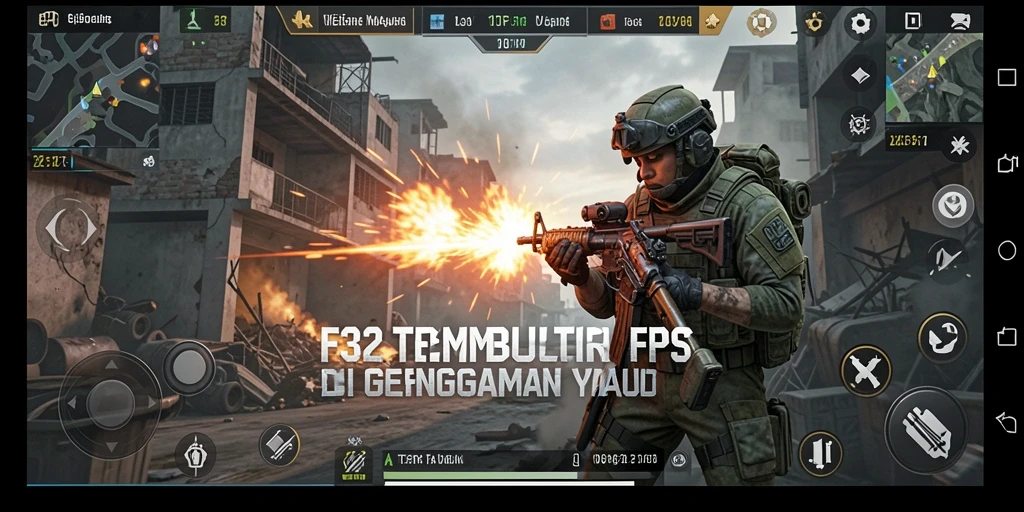 Tampilan menegangkan dari gameplay F32 dengan aksi tembak-menembak intens.