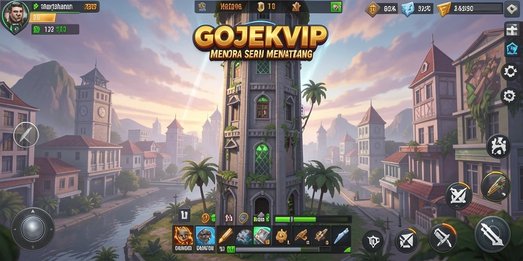 Tampilan gameplay seru dari menara yang melawan gelombang musuh di GOJEKVIP.