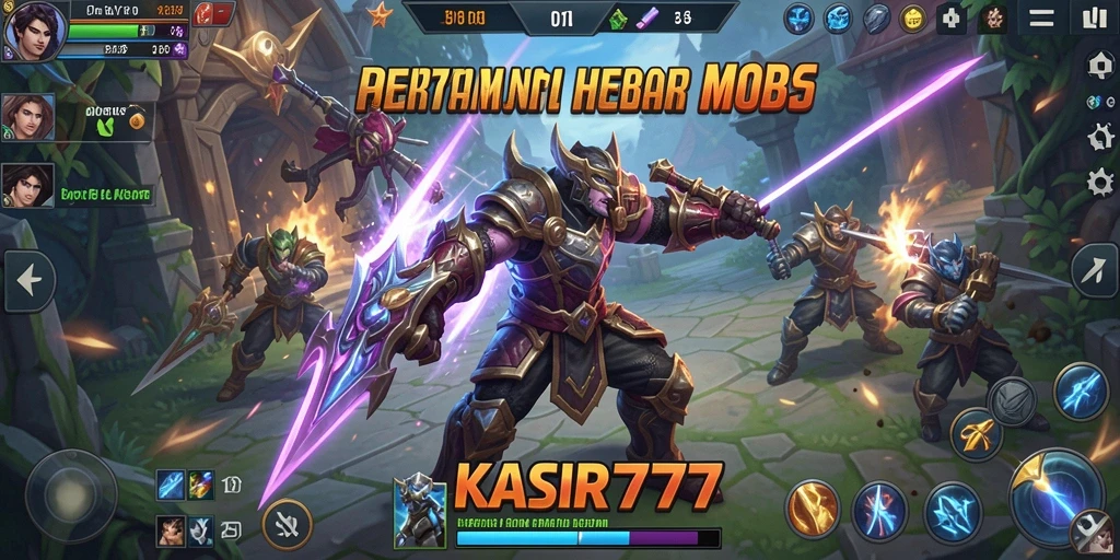Tangkapan layar gameplay <strong>KASIR777</strong> menunjukkan aksi pertarungan yang seru di arena.