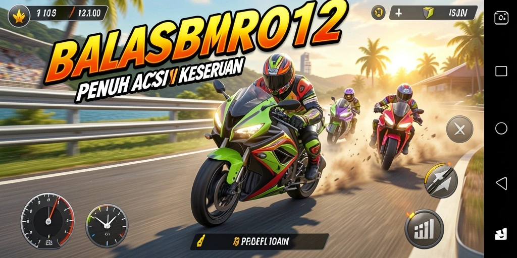 Screenshot menunjukkan aksi mendebarkan dari permainan balap motor.