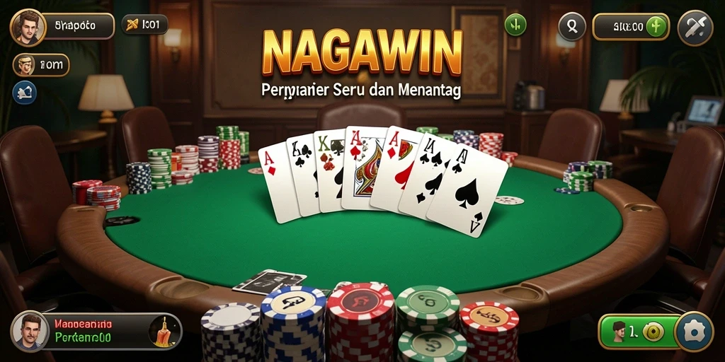 Screenshot gameplay NAGAWIN menampilkan pemain bersaing di meja poker.