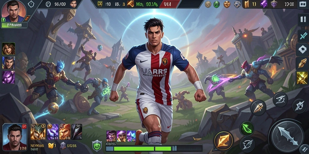 Screenshot gameplay seru dari NEYMAR88 dalam aksi MOBA.