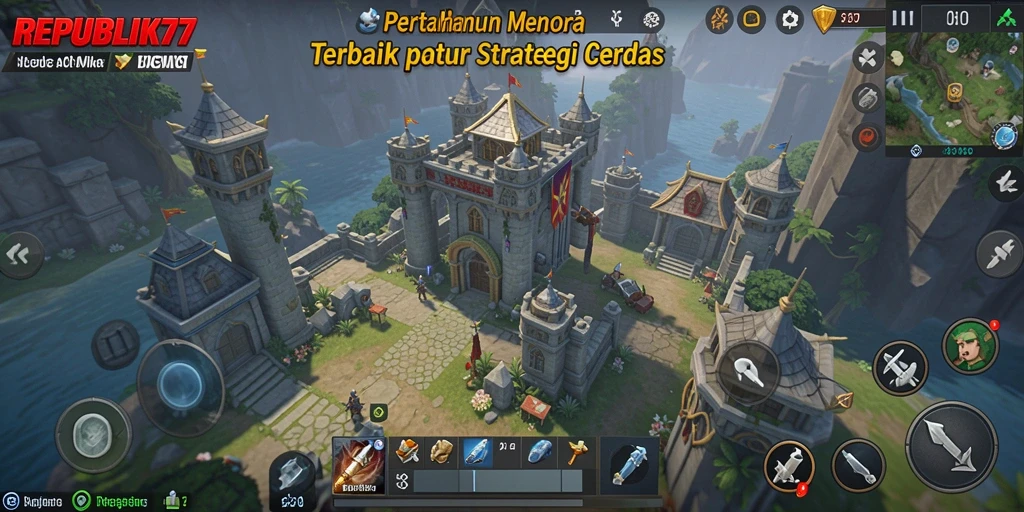 Tampilan gameplay seru dari REPUBLIK77 yang menampilkan aksi Tower Defense.