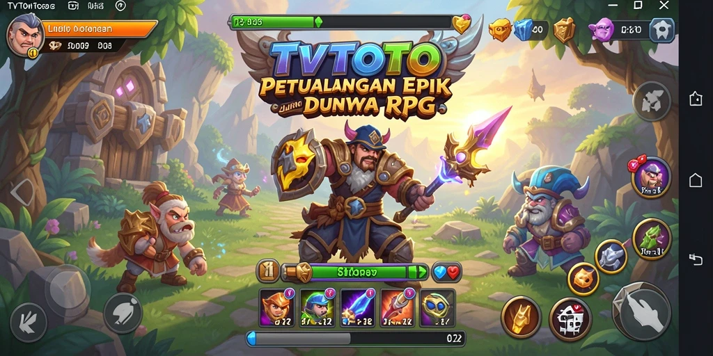 Tampilan gameplay TVTOTO yang epik dan mendalam.